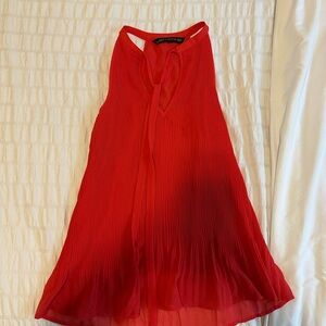 Zara Red Sleeveless Pleated top